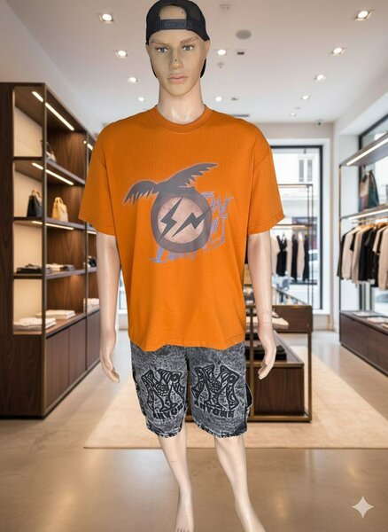 T-shirt homme graphique orange