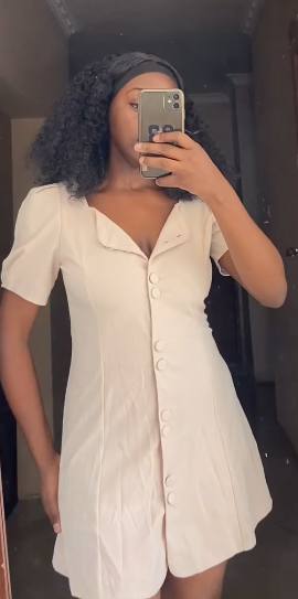 Beautiful elegant women's dress beige