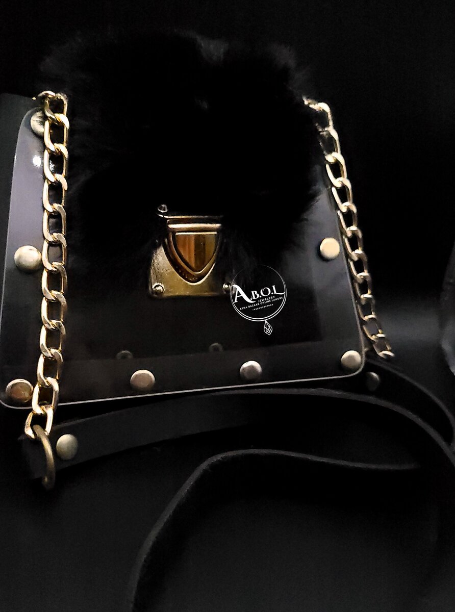 BLACK CLEAR ACRYLIC KIDS BAG WITH SHOULDER CHAIN