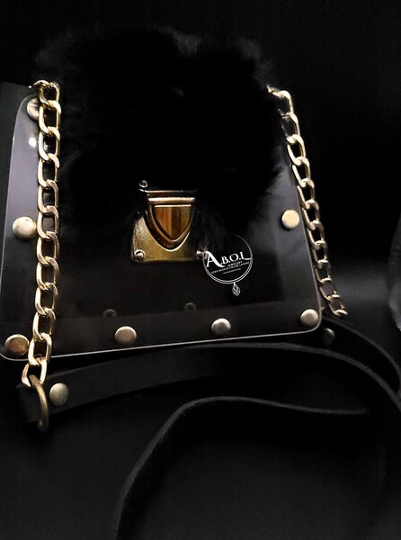 BLACK CLEAR ACRYLIC KIDS BAG WITH SHOULDER CHAIN