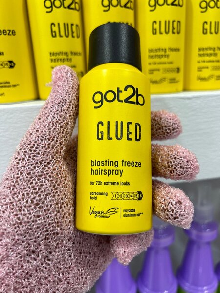 Got2b hair glue spray.