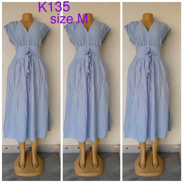 Blue dress, wide belt, size M
