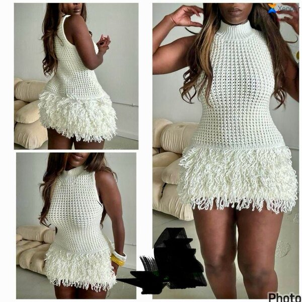 Robe moulante tricotée blanche