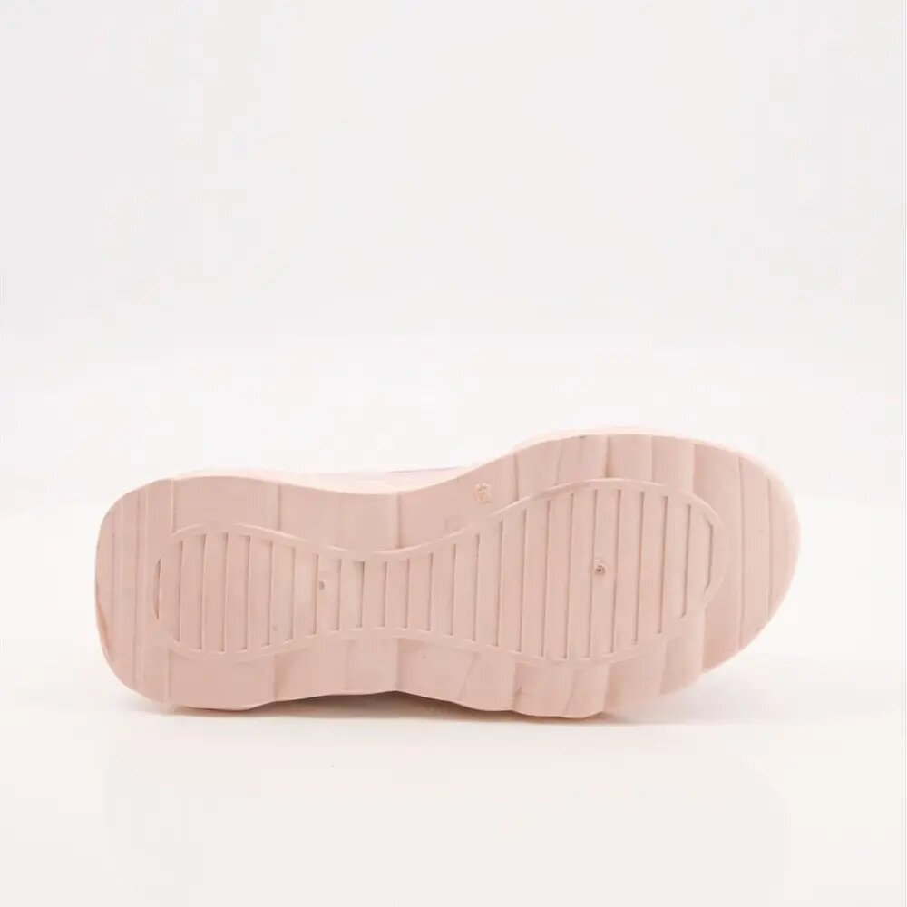 Women Pink Sneakers - Thick Sole with Zip Style