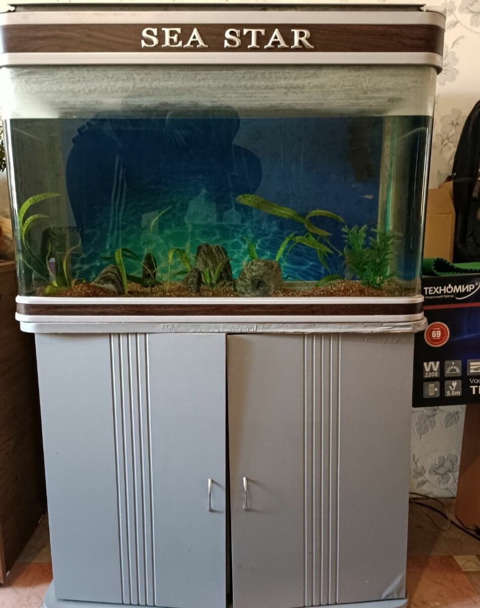 Аквариум заводской 120 литров с тумбой