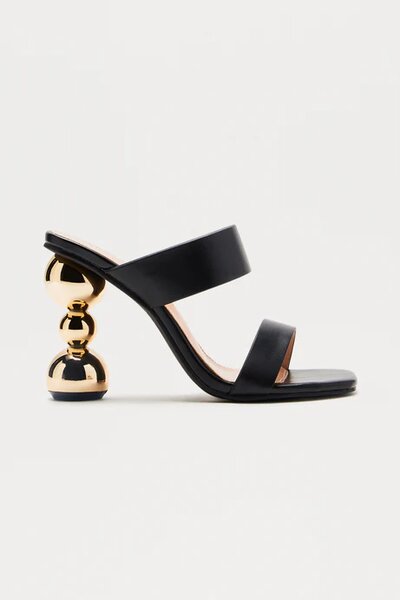 Mules design talon doré