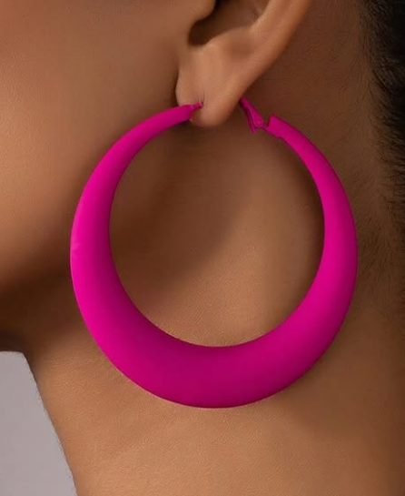 Beautiful fashionable earrings fuchsia