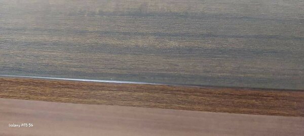 Medium sized varnished executive office table. Wooden brown