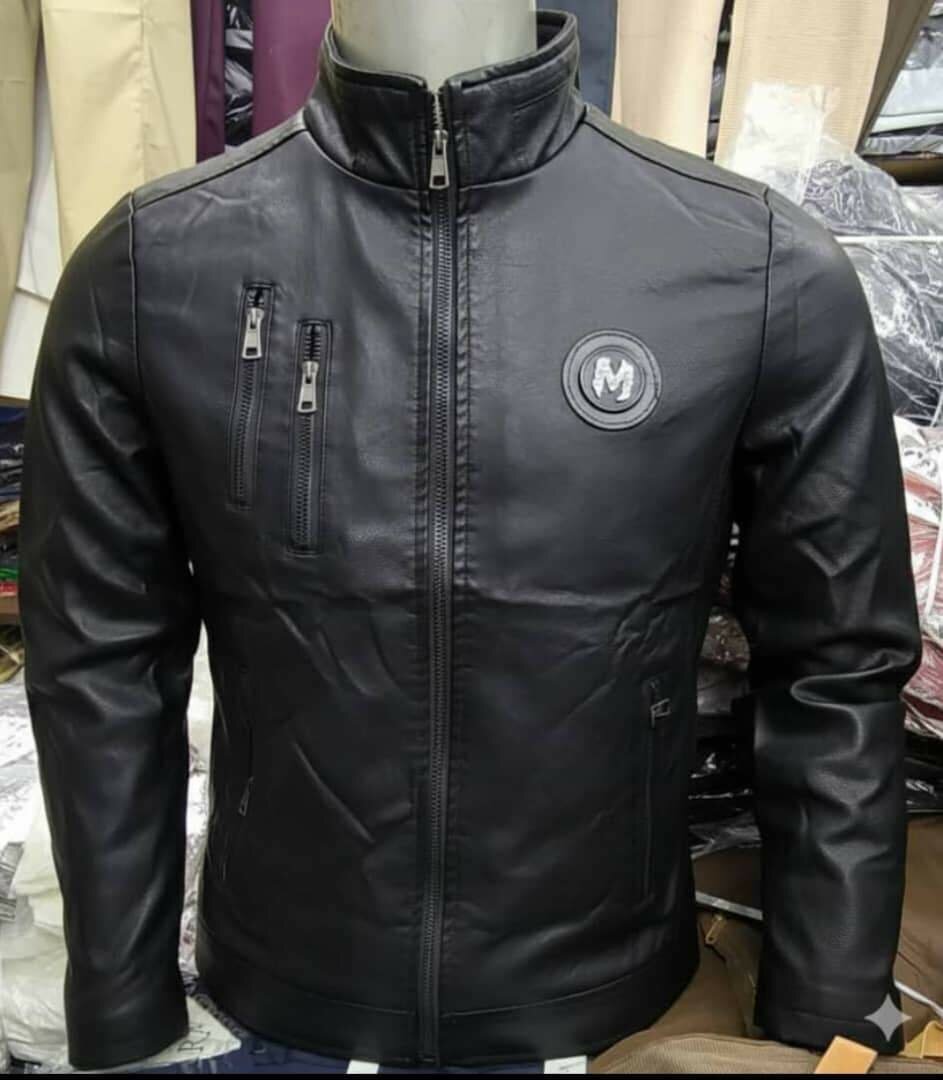 Veste en cuir noir homme