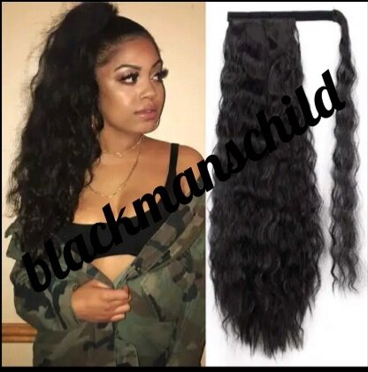 Deep curl 24 inches wrap around pony tail