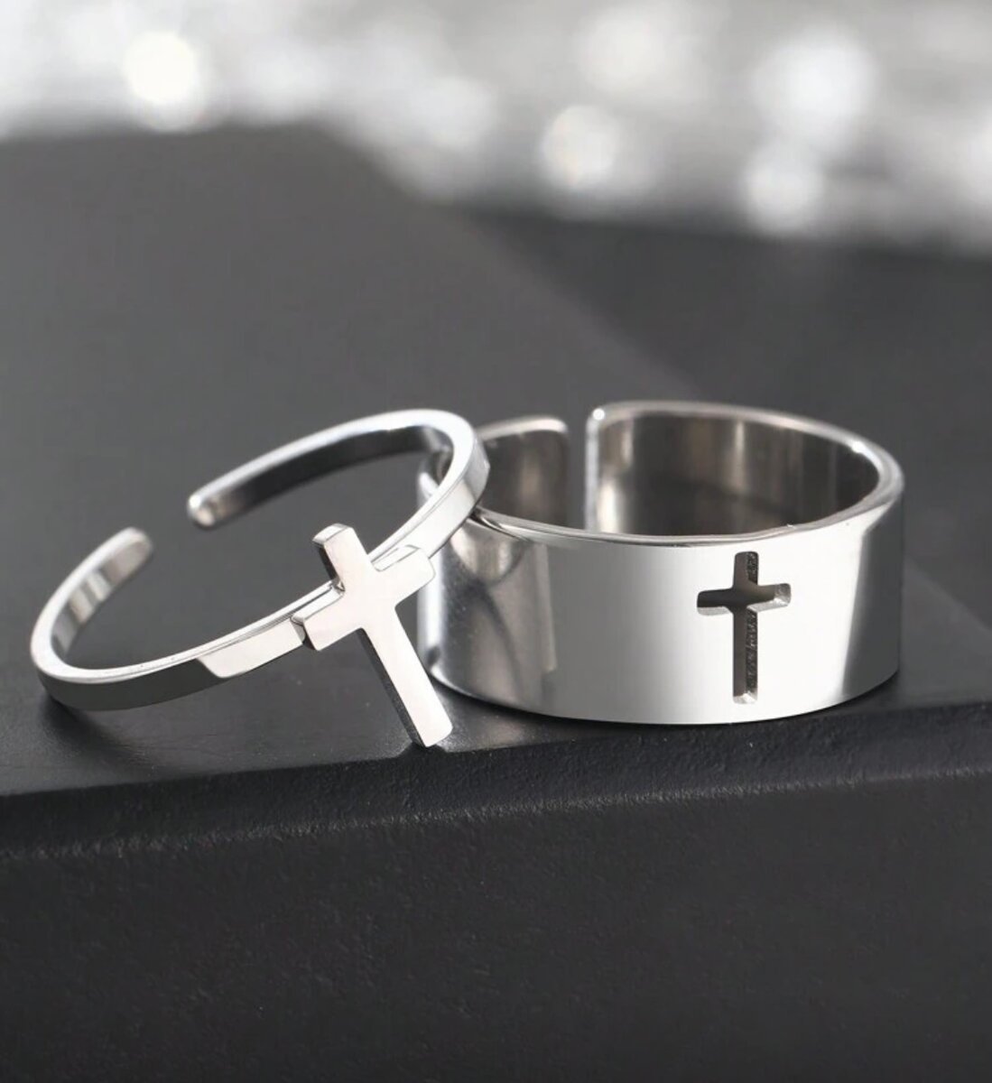 Bagues Croix en Acier Inoxydable