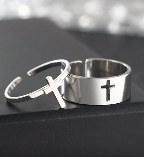 Bagues Croix en Acier Inoxydable