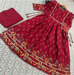 *LACE-WORK COTTON LAWN Fency Maxi 2Pc*