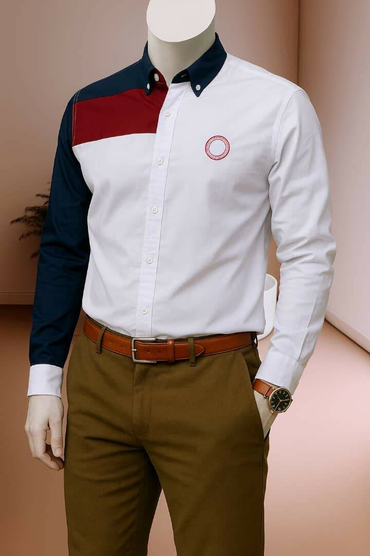 Chemise élégante bicolore homme