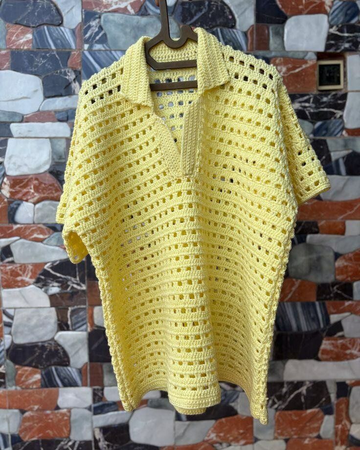 Polo en crochet ajouré élégant