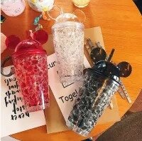 Creative Mickey Mouse Ice Cup: Acrylic Mason Jar with Straw & Lid (450ml) - Cold Beverages, Crushed Ice, Ice Cream