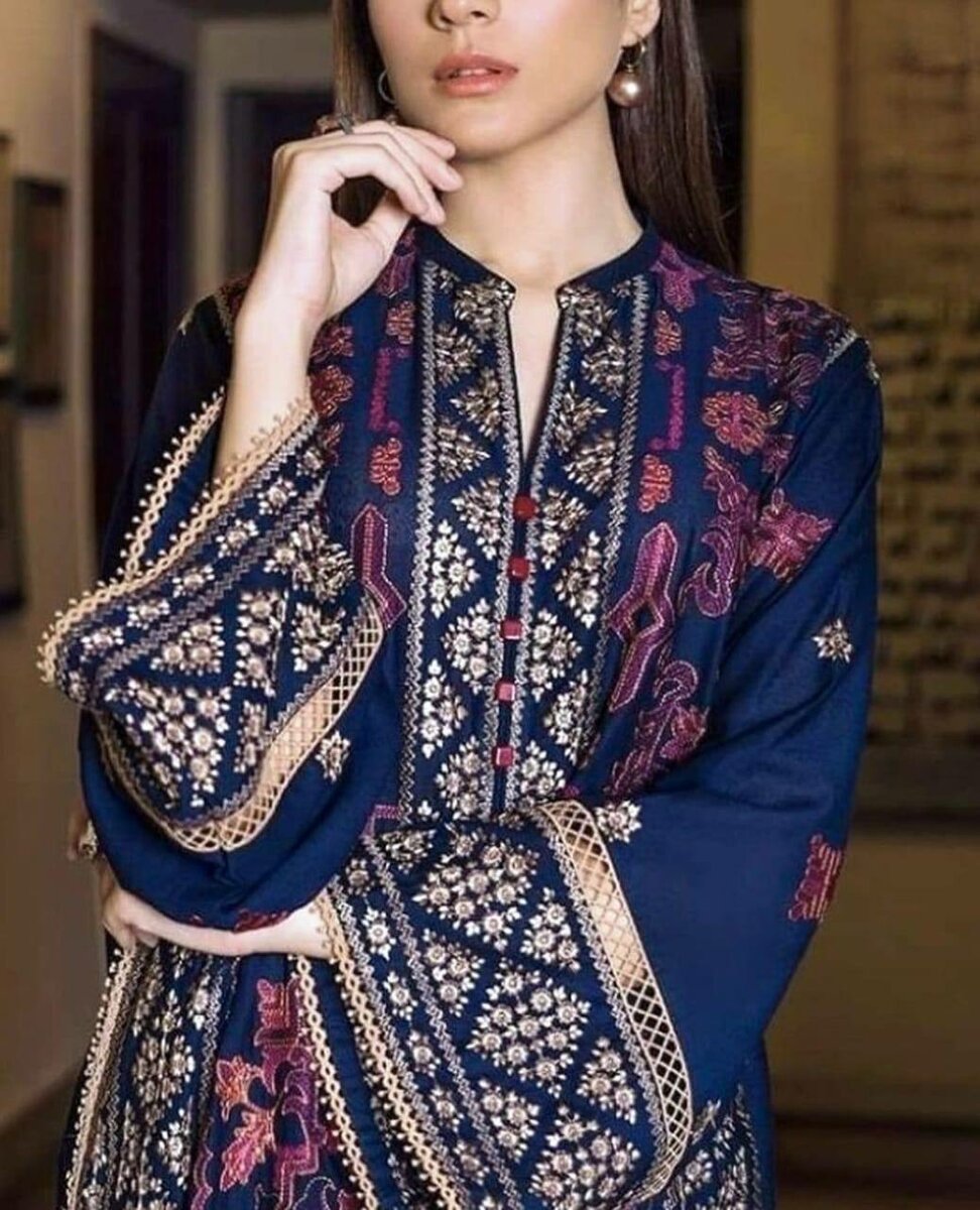 Airjet lawn full embroidery unsatich 2 pc ,dc free