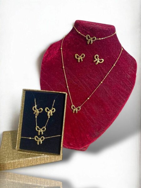 Parure Bijoux Noeud Doré Élégant