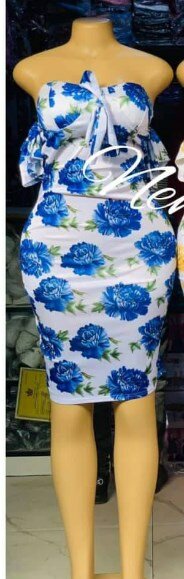 Bodycon dress, blue flowers print