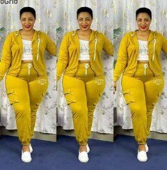 Sports suit, mustard color, jacket with a zipper