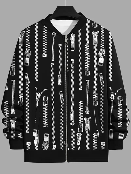 Men's printed polyester jacket - 1 pc stylish outerwear