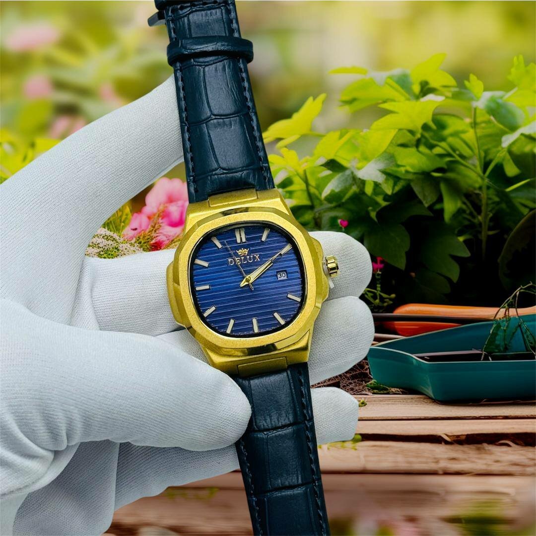 Montre élégante DeLux en cuir