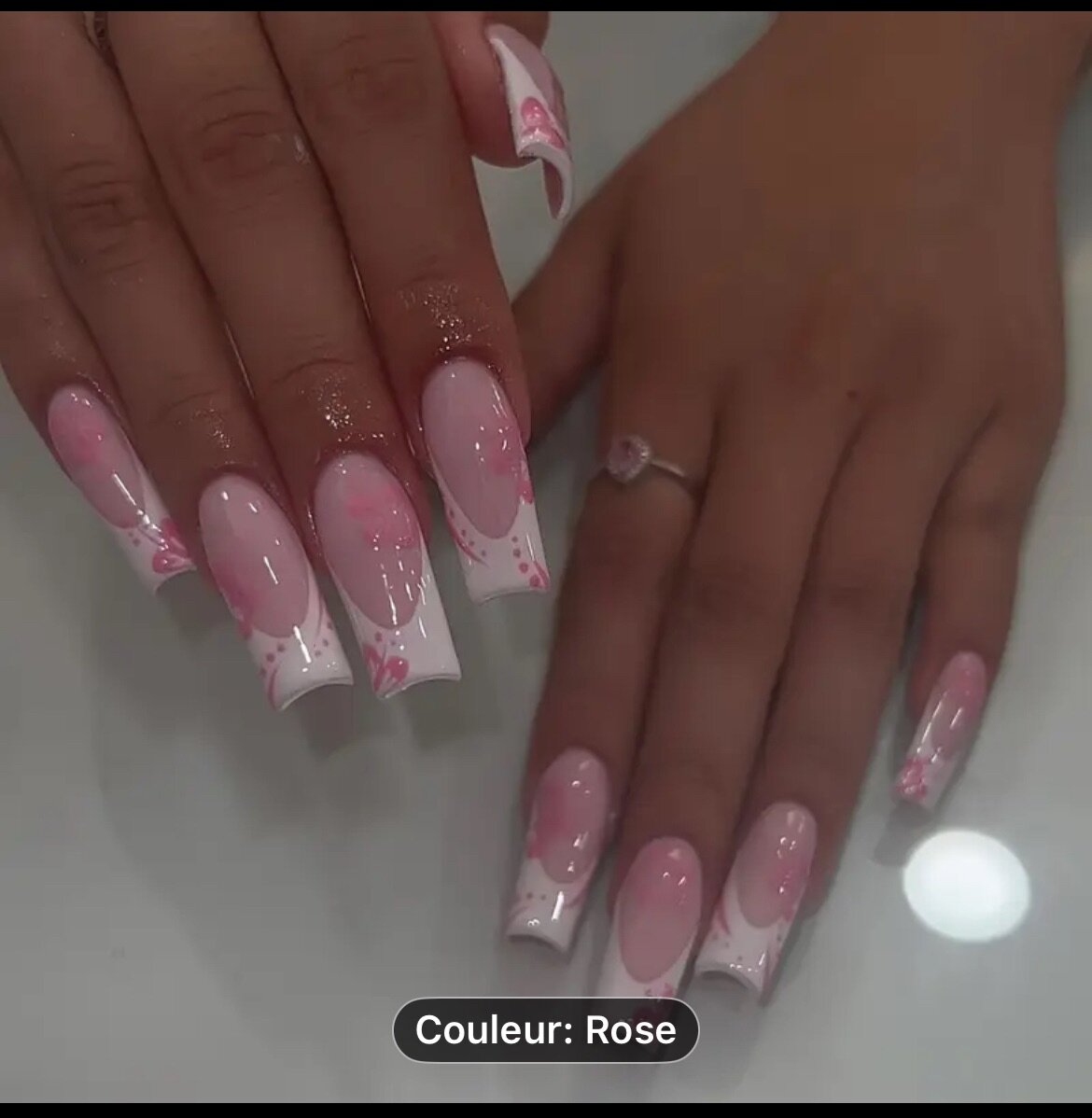 Ongles roses à presser réutilisables