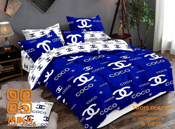 Linge de Lit Fleuri Bleu