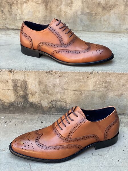 Pure leather smart shoes brown