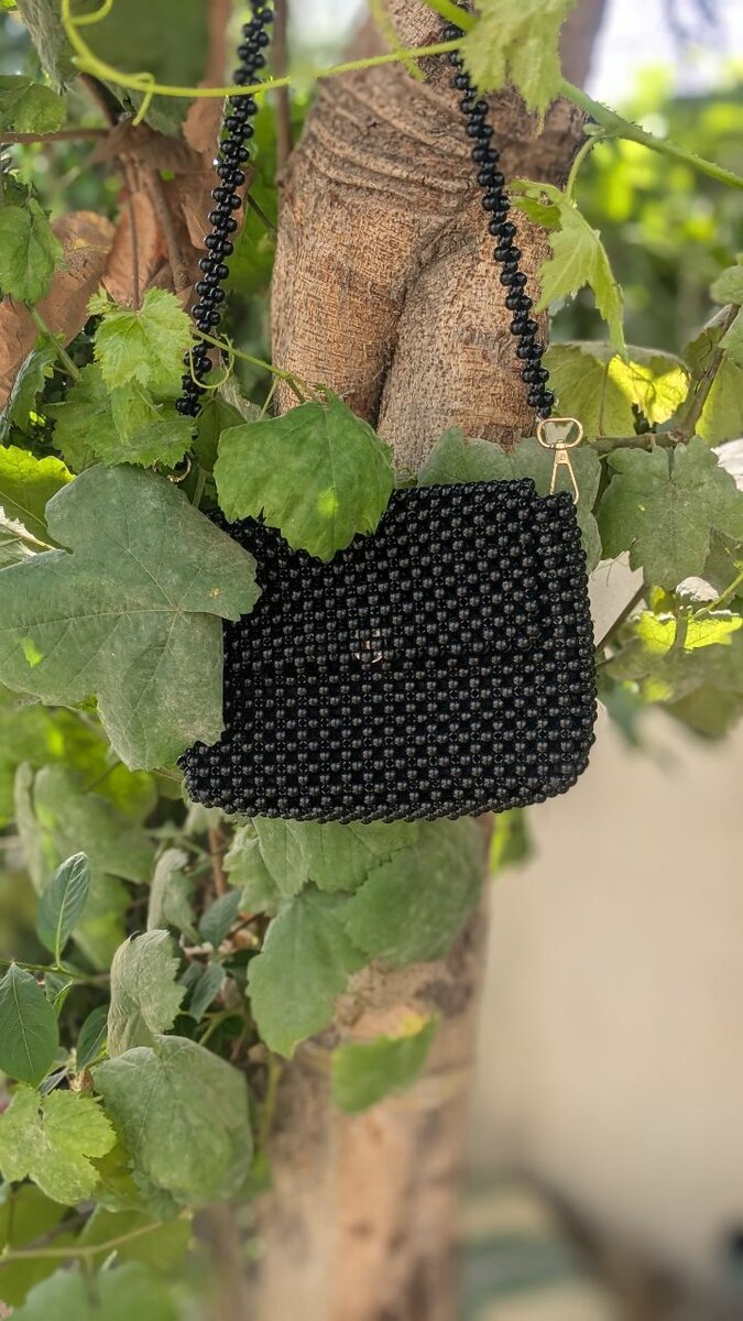 Black handmade womens handBag