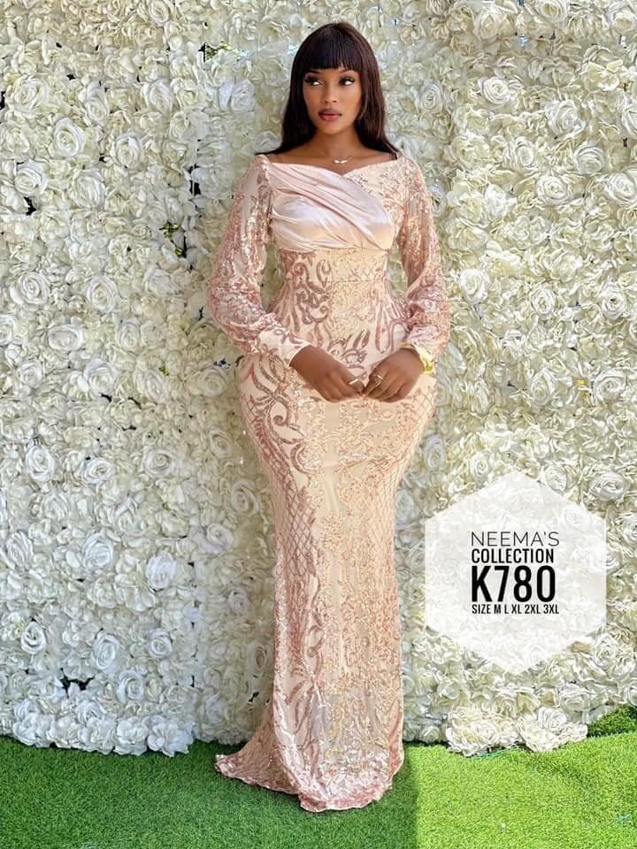 Beautiful women 's long pink dress