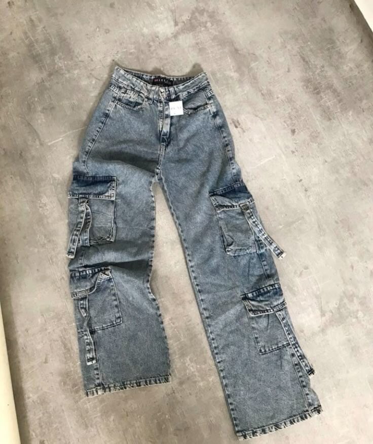 Ladies cargo jeans trousers