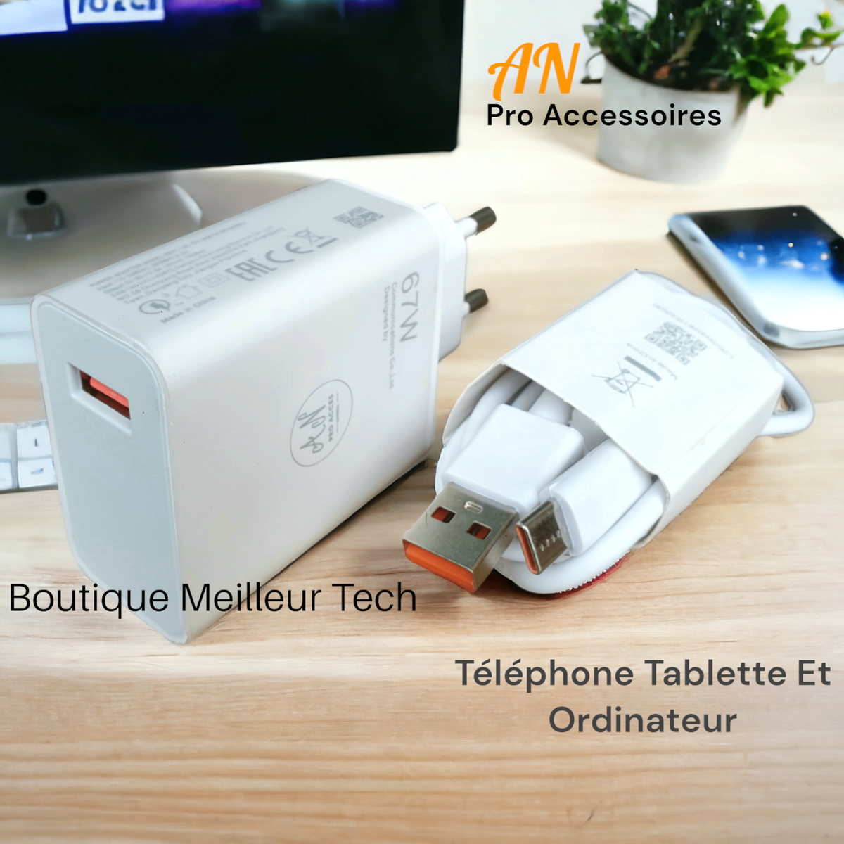 Chargeur Rapide Ultra 67w AN- universelle Samsung iPhone Etc