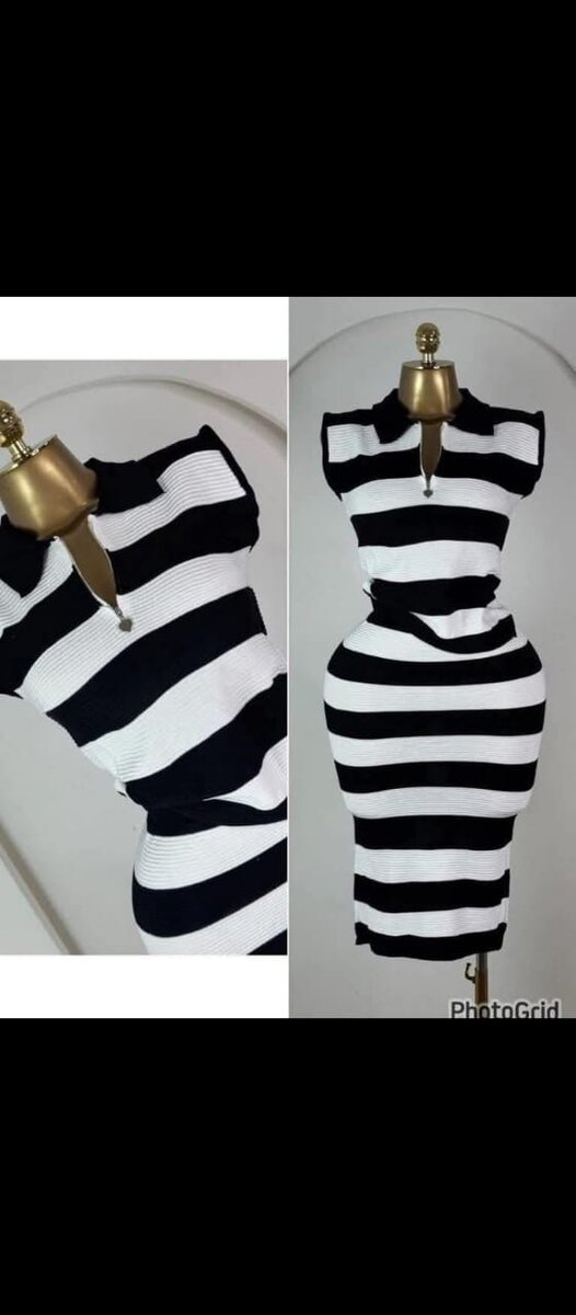 Robe moulante noire rayée