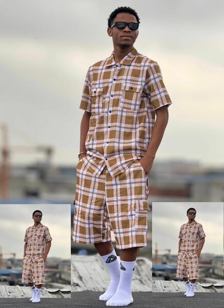 Ensemble à carreaux décontracté