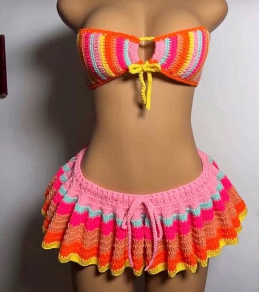 Ensemble bikini crochet coloré