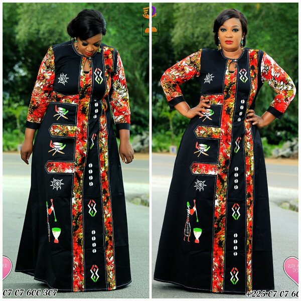 Robe longue en tissu wax