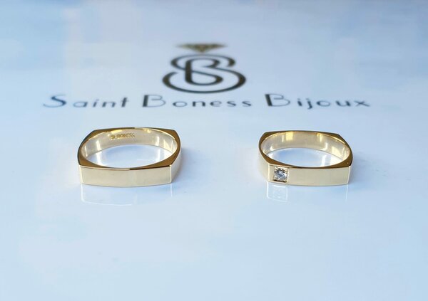 Bague alliance 4 carré or jaune 18k
