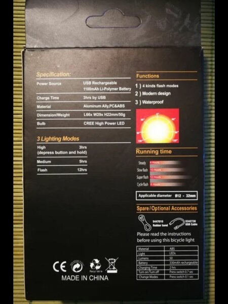 Waterproof Bicycle Light Set