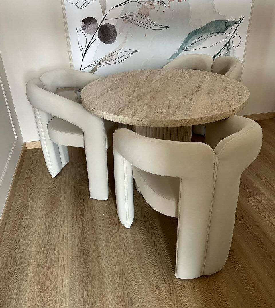 Ensemble de Table Ronde en Marbre