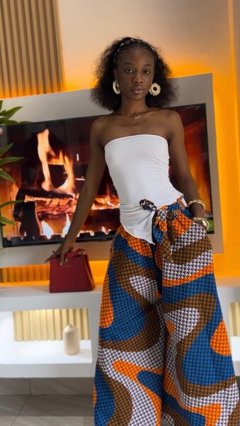 Pantalon ample en wax coloré