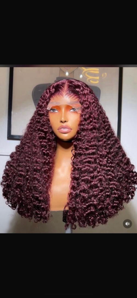 Perruque Bouclée Rouge Bordeau