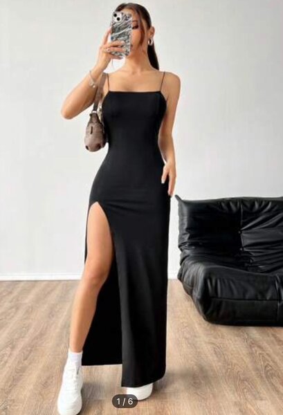High Slit Spaghetti Strap Dress