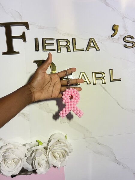 Porte-clés ruban rose