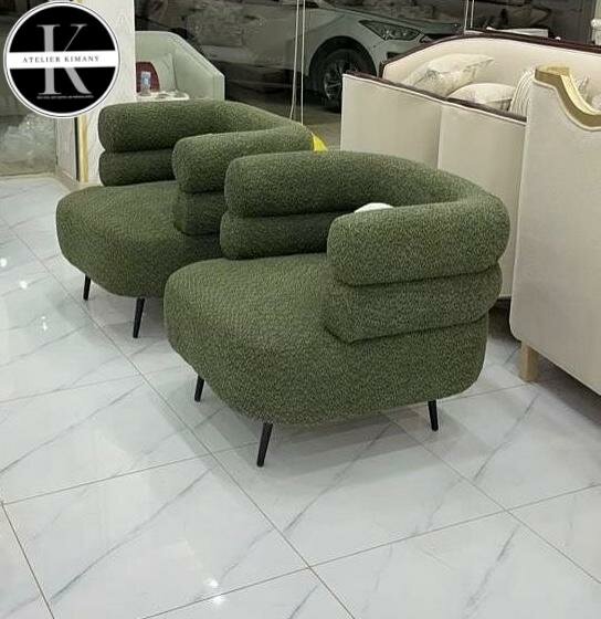 Fauteuils design en tissu vert