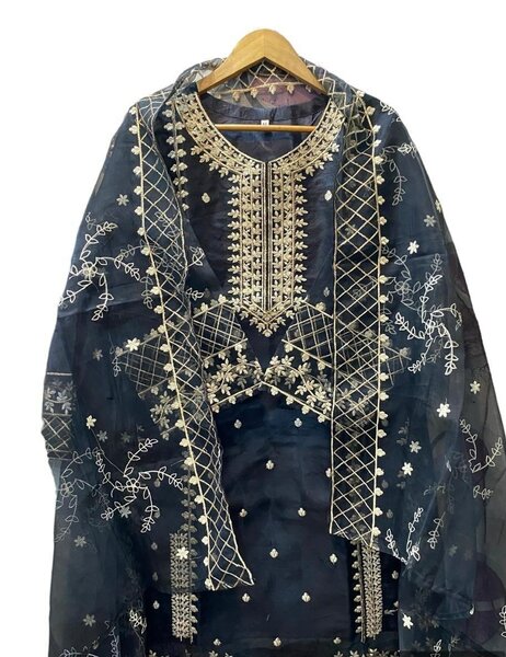 3 Pcs Women Stitched Katan Silk Embroidered Suit