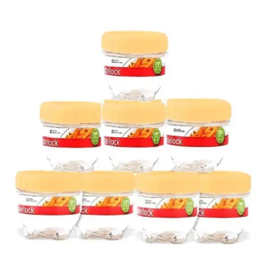 Pack of 12 Multipurpose Interlock Food Spices Sauce Storage Jars 300ml Refrigerator Container 3x3 inches