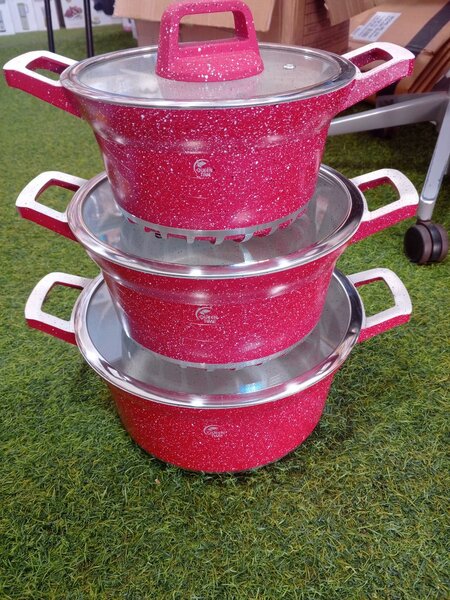 Queen time marble coating cookware set 3 pcs