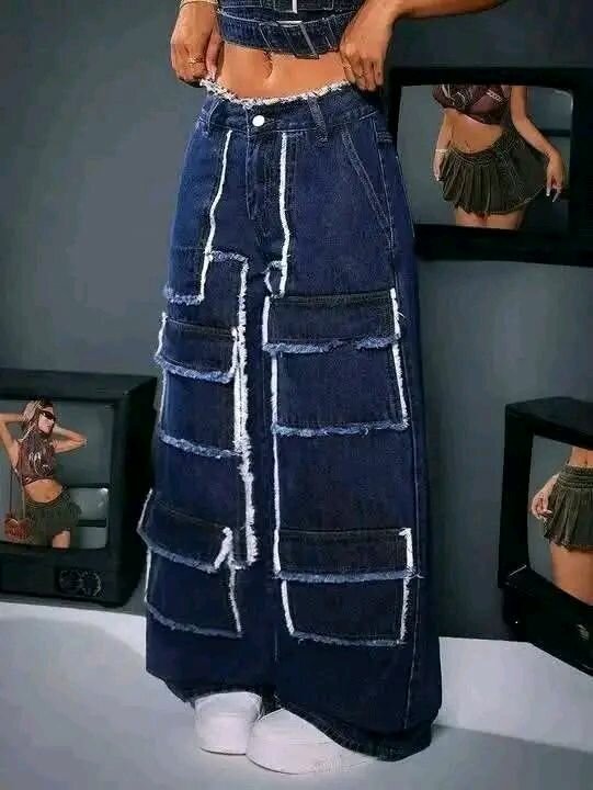 Jupe longue en jean avec poches