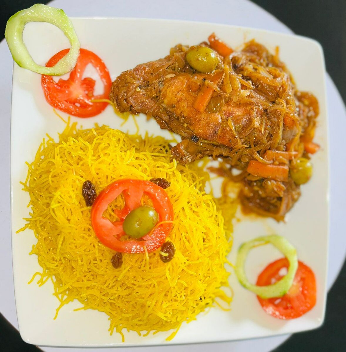 Cheveux d'ange au poulet frit